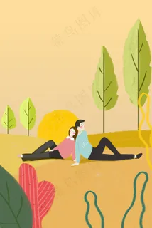 春天落日黄昏温馨踏青