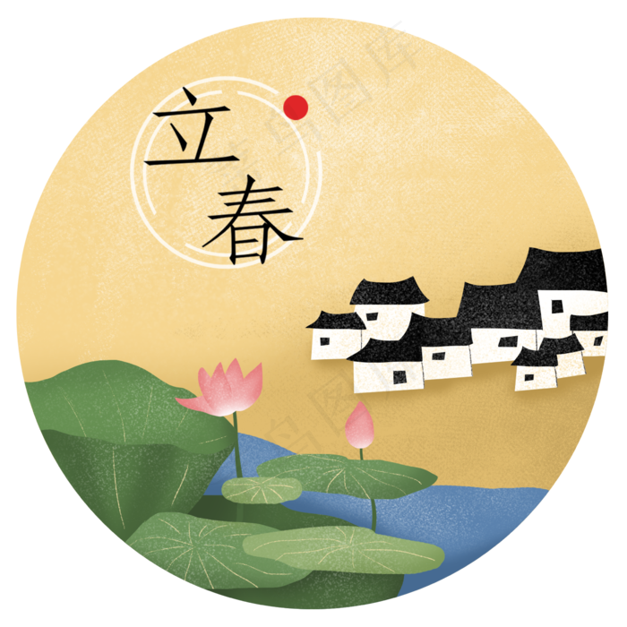 立春二十四节气荷花江南建筑