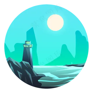 夜晚山水微光渐变