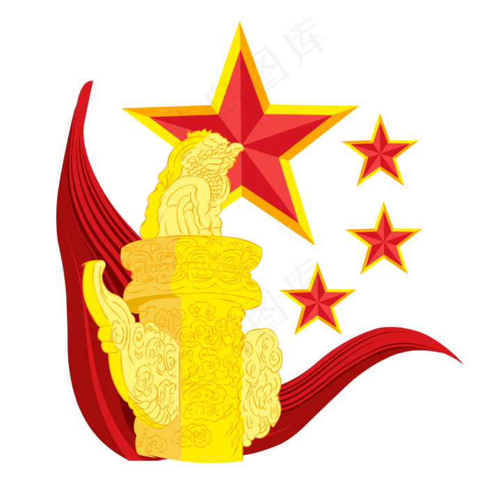 八一建军节华表红飘带(2000*2000px 300 dpi )ai矢量模版下载