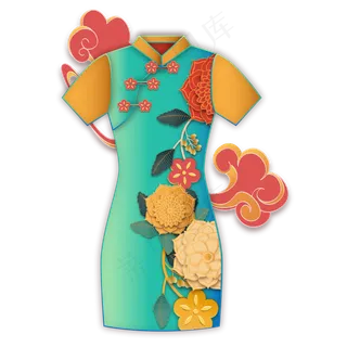 中国风花朵旗袍