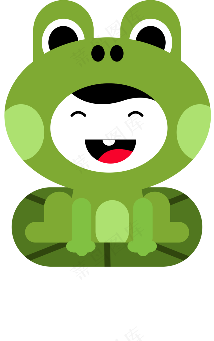 夏至矢量可爱卡通青蛙小孩子