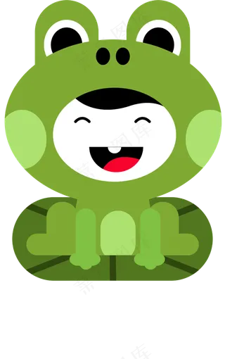 夏至矢量可爱卡通青蛙小孩子