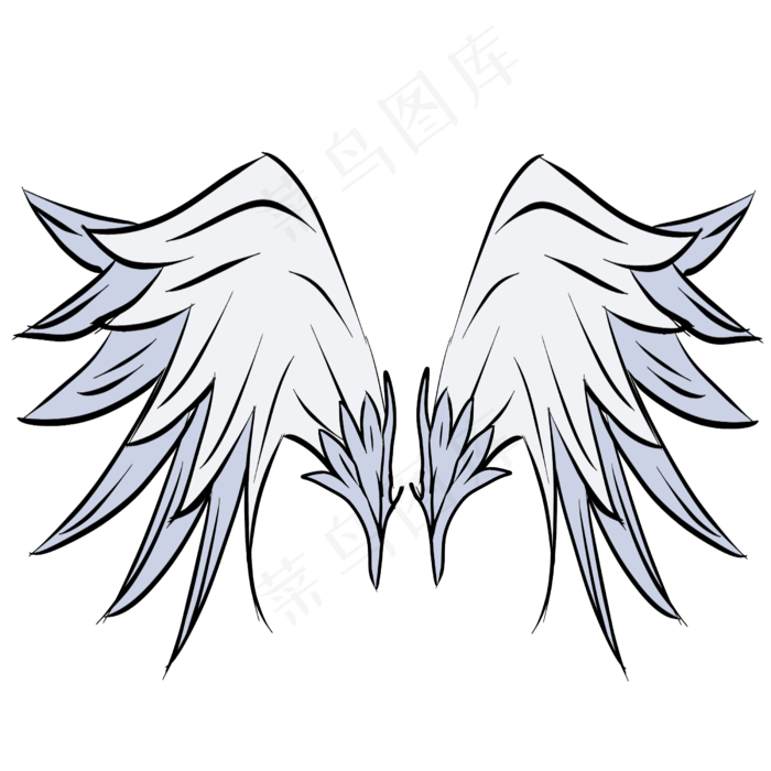 手绘精美翅膀插画,免抠元素