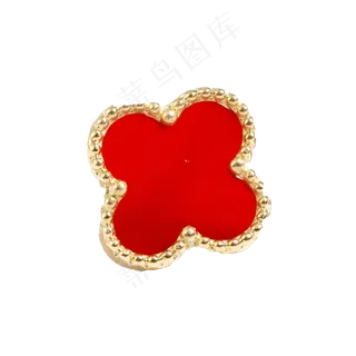 红色四叶草耳钉实拍免抠