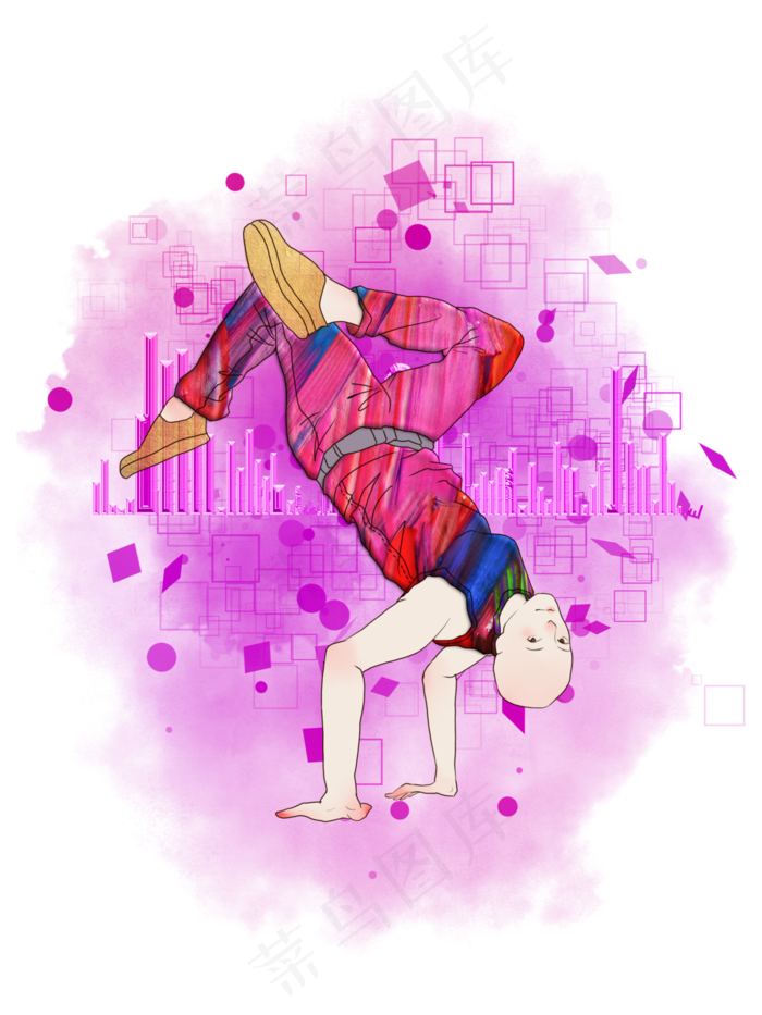 街舞街头嘻哈少年荧光桃红,免抠元素