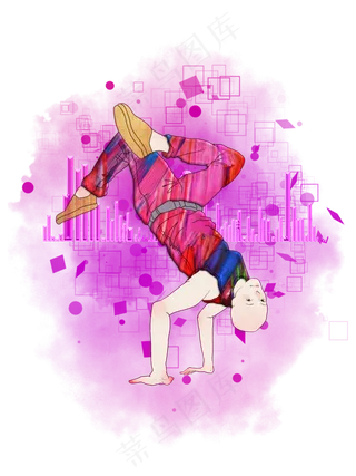 街舞街头嘻哈少年荧光桃红,免抠元素