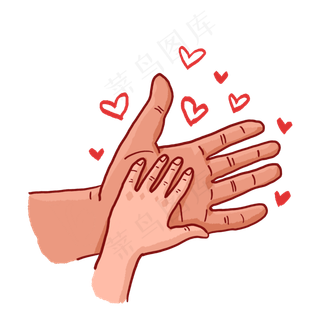 卡通手绘大手和小手PNG免抠素材