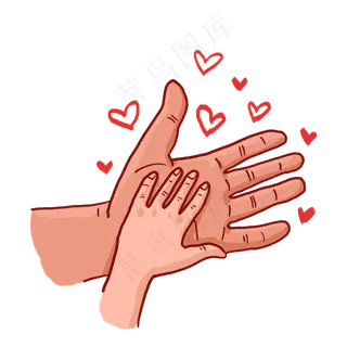 卡通手绘大手和小手PNG免抠素材
