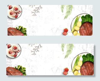 西餐美食纹理极简banner