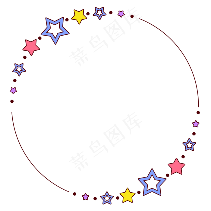 彩色星星圆形边框设计,免抠元素(2000*2000px 300 dpi )psd模版下载