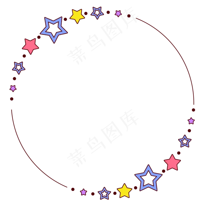 彩色星星圆形边框设计,免抠元素(2000*2000px 300 dpi )psd模版下载