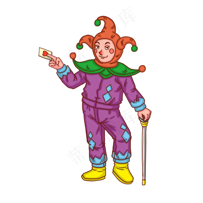 小丑愚人节拿扑克人物(3000X3000(DPI:300))psd模版下载