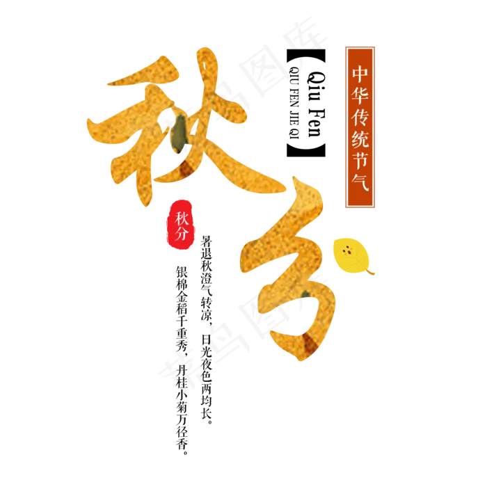 秋分二十四节气中国传统秋天落叶黄色季节枯叶原创