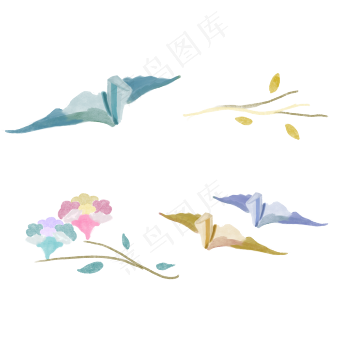千喜鹤主题花卉标签(2000X2000(DPI:300))psd模版下载