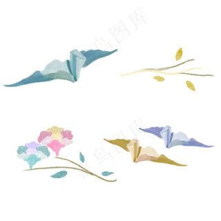 千喜鹤主题花卉标签