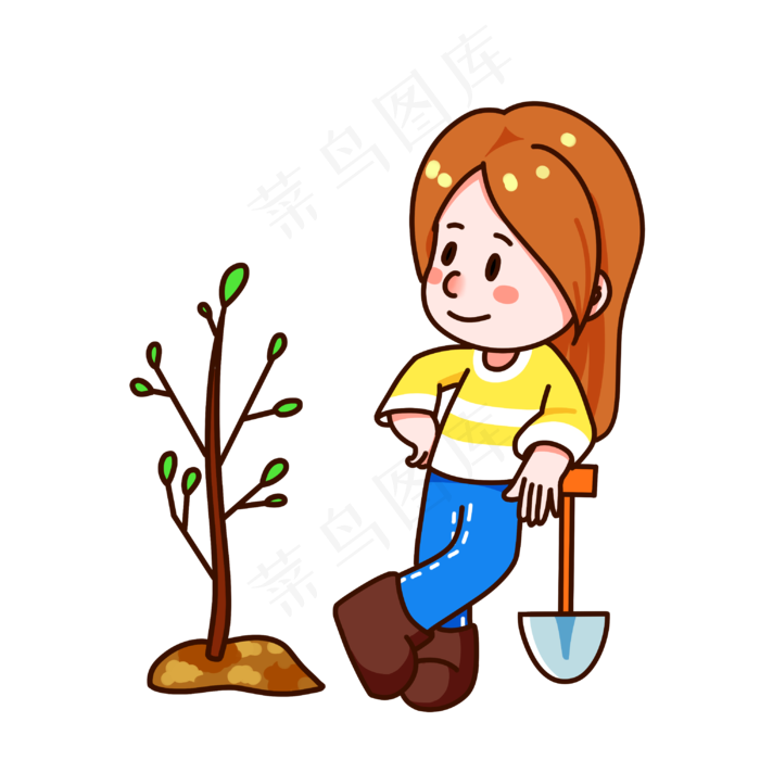 植树节热爱劳动小女孩