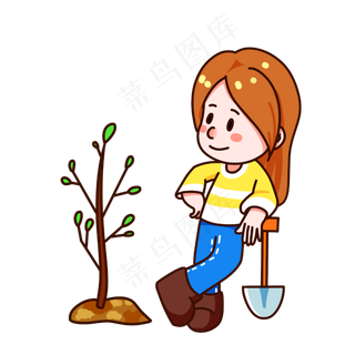 植树节热爱劳动小女孩