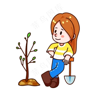植树节热爱劳动小女孩