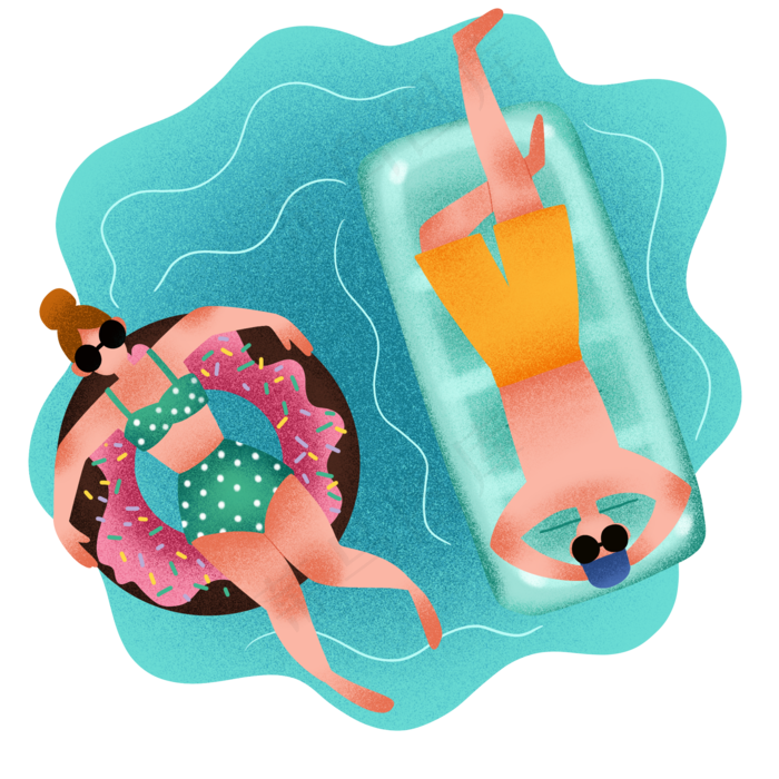 夏日游泳卡通插画