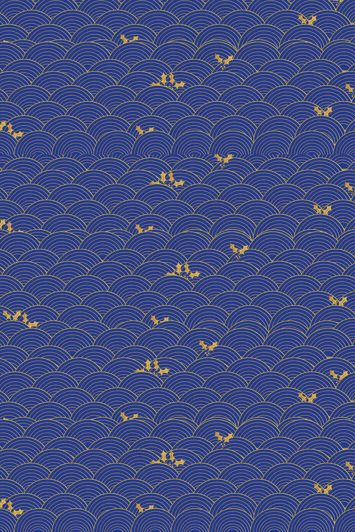 蓝金描边中式纹理