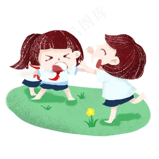 儿童们互相玩耍老鹰捉小鸡