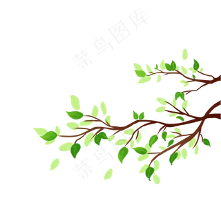 绿化树枝手绘素材