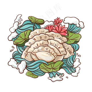 国潮美食饺子,免抠元素