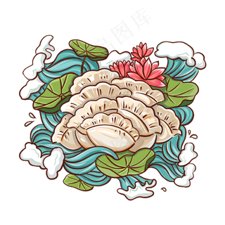 国潮美食饺子,免抠元素