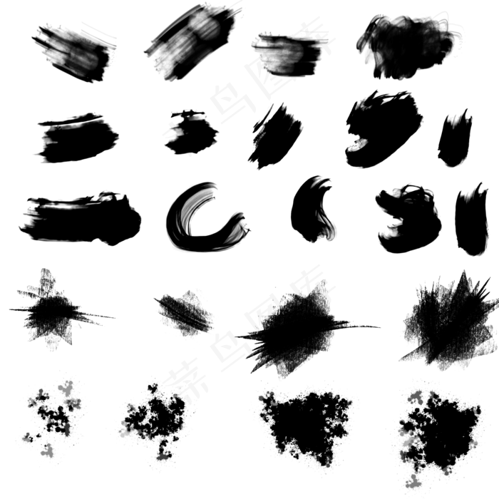 精美毛笔笔触笔刷矢量(2000X2000(DPI:72))psd模版下载