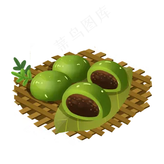 豆沙馅厚涂青团