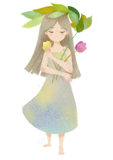 谷雨拿着小花女孩 谷雨拿着小花女孩