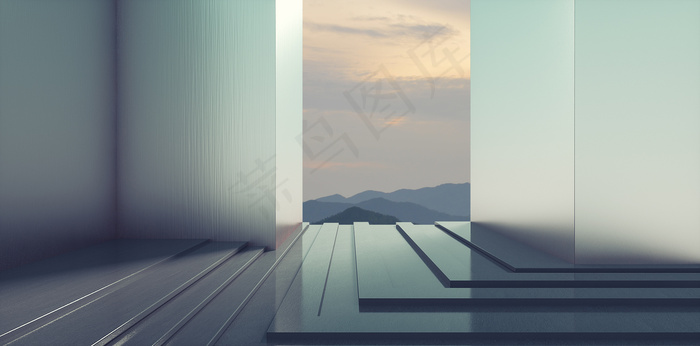 C4D阶梯商务创意空间背景