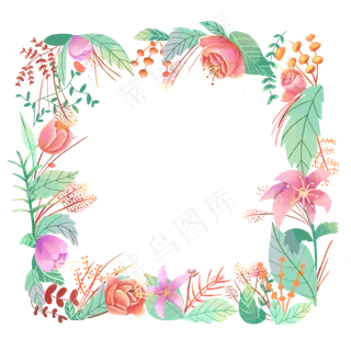 婚礼繁花邀请花框唯美少女清新P