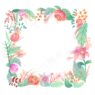 婚礼繁花邀请花框唯美少女清新P