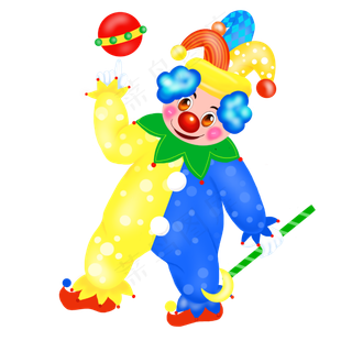 愚人节马戏小丑表演转球手绘人物,免抠元素