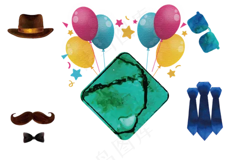 父亲节水彩气球优惠券