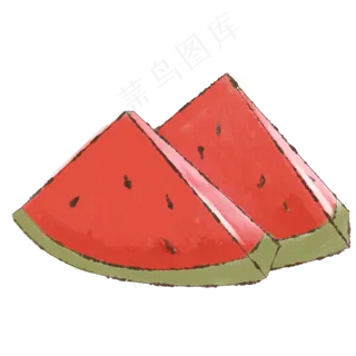 新鲜西瓜切片西瓜手绘装饰
