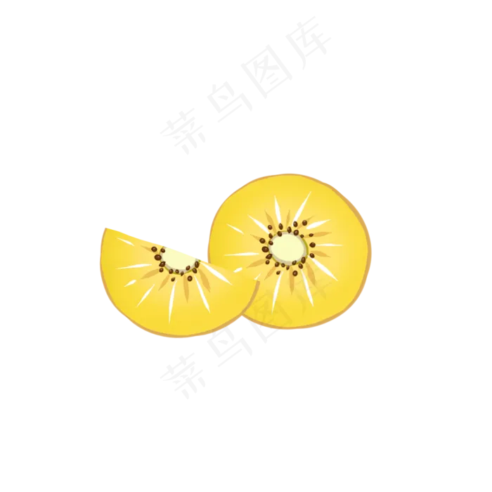 手绘新鲜切片金奇异果(1000X1000(DPI:300))psd模版下载