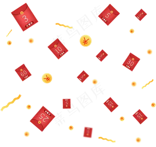 红包漂浮优惠券,免抠元素