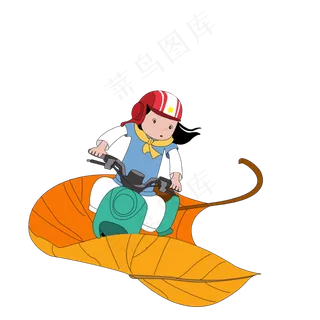 立秋骑摩托手绘矢量图