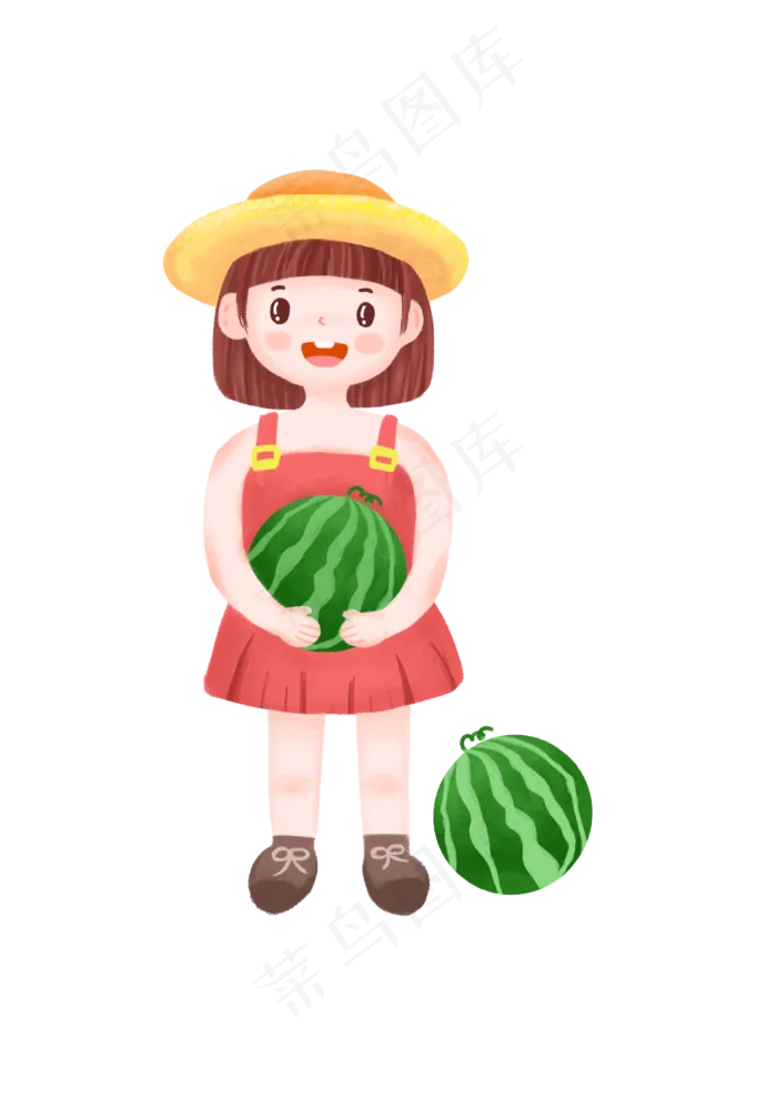 夏至西瓜小女孩(2480X3508(DPI:300))psd模版下载