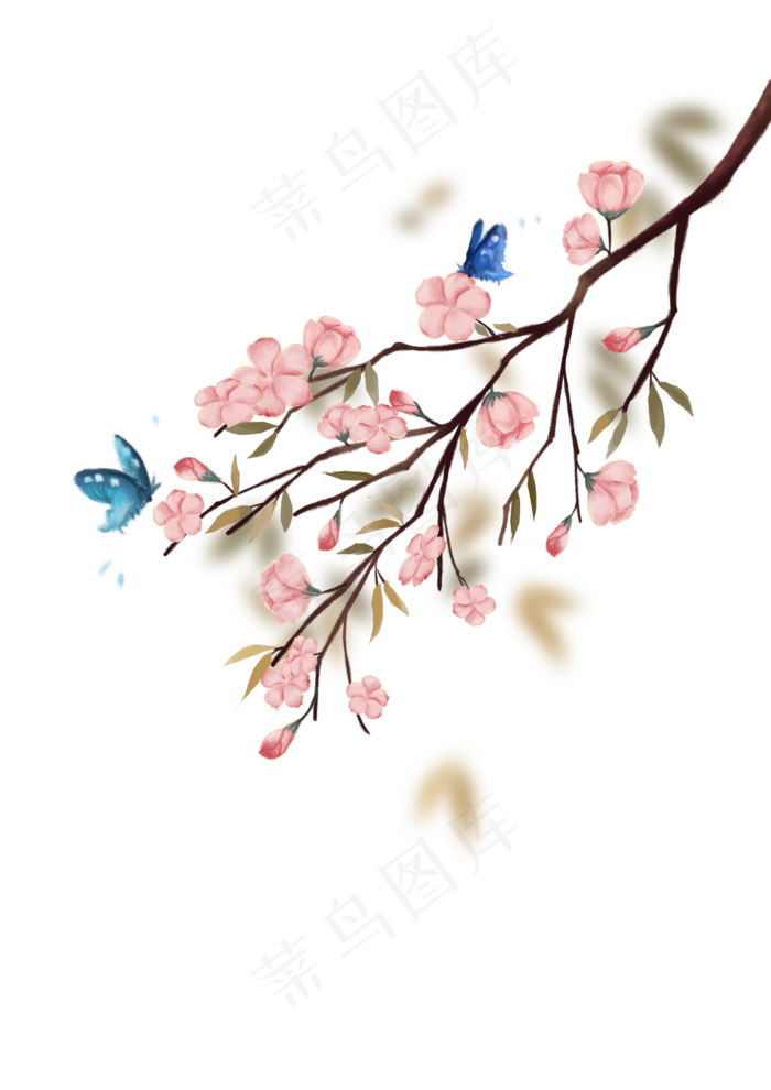 手绘古风花朵枝丫(2480X3508(DPI:300))psd模版下载