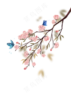 手绘古风花朵枝丫