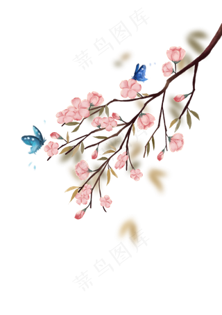 手绘古风花朵枝丫