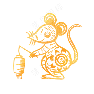 烫金灯笼老鼠,免抠元素