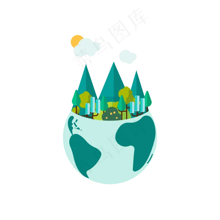 世界清洁地球日卡通地球矢量元素(2000X2000(DPI:300))ai矢量模版下载