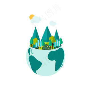 世界清洁地球日卡通地球矢量元素