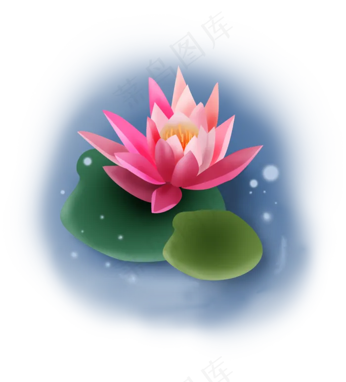 夏至手绘淡粉色荷花,免抠元素
