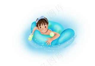 大暑手绘游泳的女孩